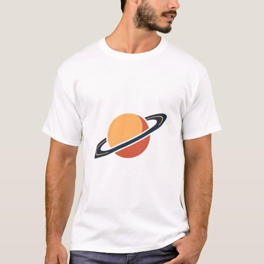 Retro Rocket Ship Orbiting Dark Planet - Outer Spa T-shirt (Voorkant)