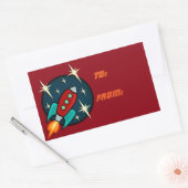 RETRO ROCKET SHIP RECTANGLE GIFT STICKERS (Envelop)