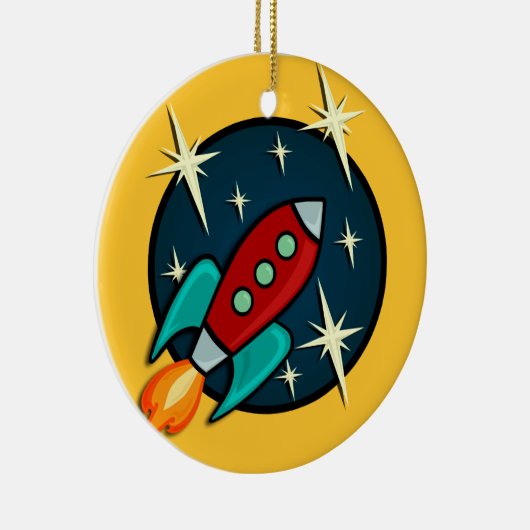RETRO ROCKET SHIP ROUND CHRISTMAS ORNAMENT (Rechts)