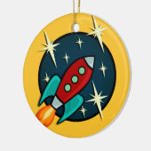 RETRO ROCKET SHIP ROUND CHRISTMAS ORNAMENT (Links)