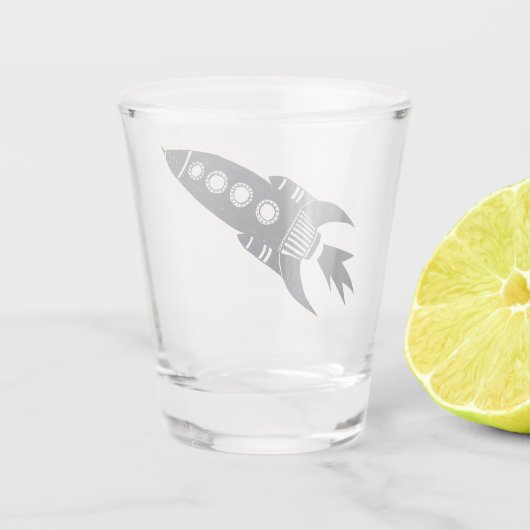 Retro Rocket Ship Shot Glas (Achterkant)
