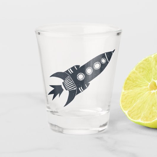 Retro Rocket Ship Shot Glas (Voorkant)