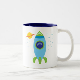 Retro Rocket Tweekleurige Koffiemok
