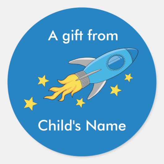Retro Rocket Verjaardag Goodie Bag Labels (Voorkant)
