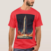 Retro Rocketeer Blast to the Past Space Explore T-shirt (Voorkant)