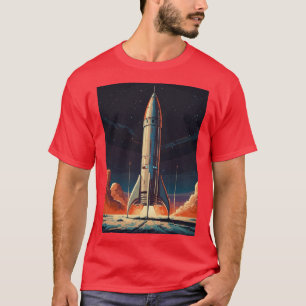 Retro Rocketeer Blast to the Past Space Explore T-shirt