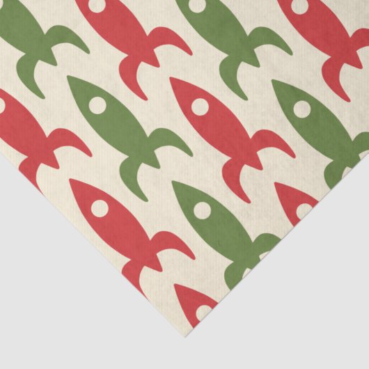 Retro Rockets Atomic Age Retro Kerstpatroon Tissuepapier (Detail)