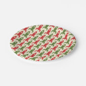 Retro Rockets Patroon in kerstrood en groen Papieren Bordje (Gekanteld)
