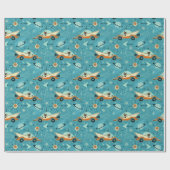 Retro Rockets Racers - Ruimtekatten ©studioxine Cadeaupapier (Vlak)