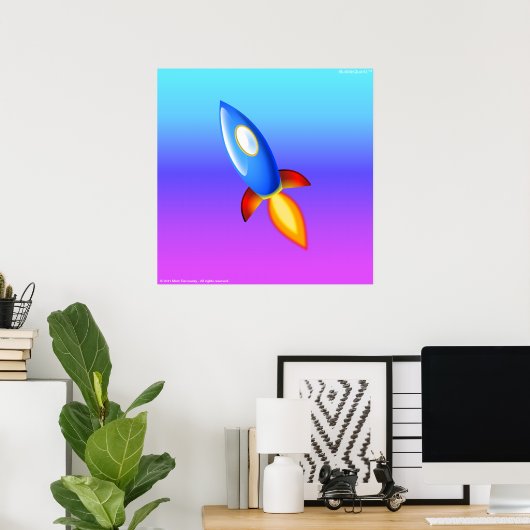 Retro rocketship poster (Thuiskantoor)