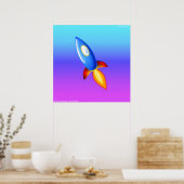 Retro rocketship poster (Keuken)