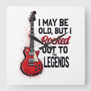 Retro Rockgitaar Klassiek Muziek Nostalgie Design Vierkante Klok