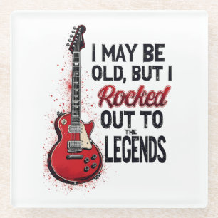 Retro Rockgitaar Klassieke Muziek Nostalgie Design Glazen Onderzetter
