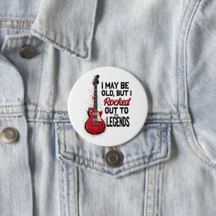 Retro Rockgitaar Klassieke Muziek Nostalgie Design Ronde Button 7,6 Cm