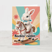 Retro rockin rabbit greeting kaart (Voorkant)