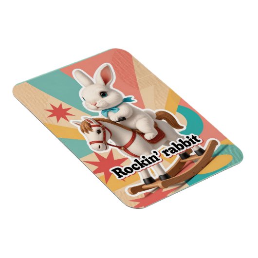 Retro rockin rabbit greeting  magneet (Rechterzijde)