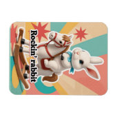 Retro rockin rabbit greeting magneet (Horizontaal)