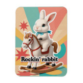 Retro rockin rabbit greeting magneet (Verticaal)