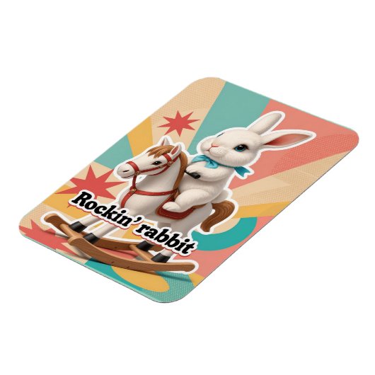 Retro rockin rabbit greeting magneet (Linkerzijde)