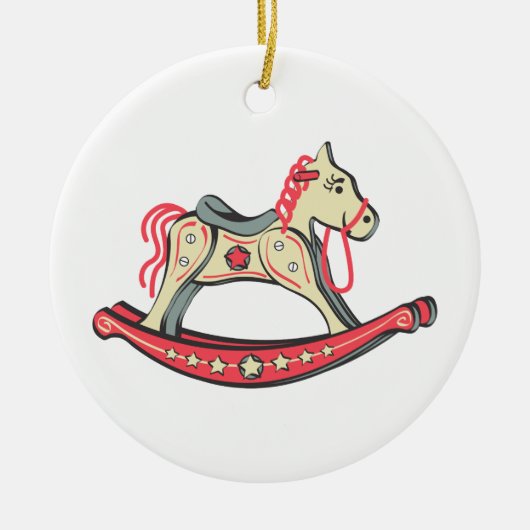 Retro Rocking Horse Keramisch Ornament (Voorkant)