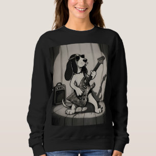 Retro Rockster Bassethond Gitarist Monochroom Trui