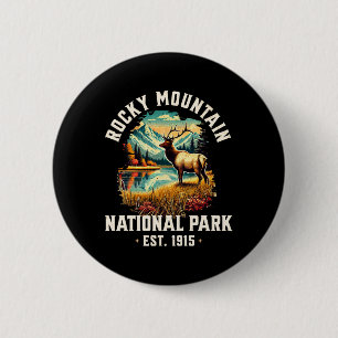 Retro Rocky Mountains Nationaal Park Vintage Usa Ronde Button 5,7 Cm