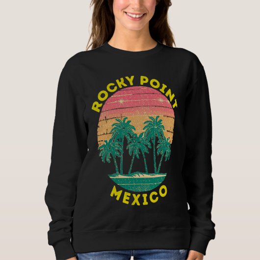 Retro Rocky Point Vacation Souvenir Palm Tree Trui (Voorkant)