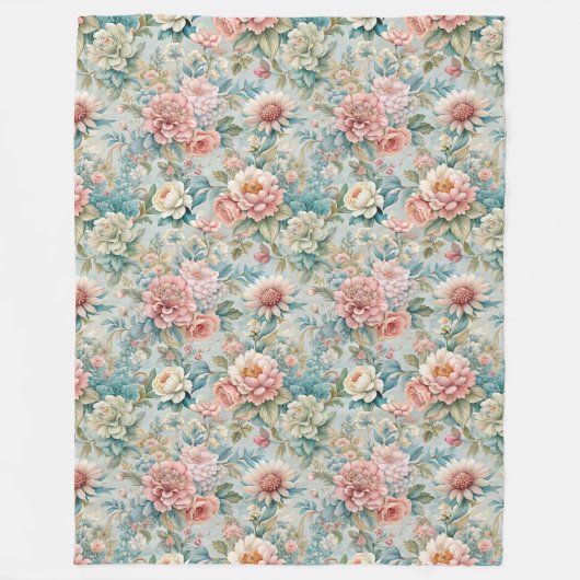 Retro rococo deken met sierlijke bloemen (Voorkant)