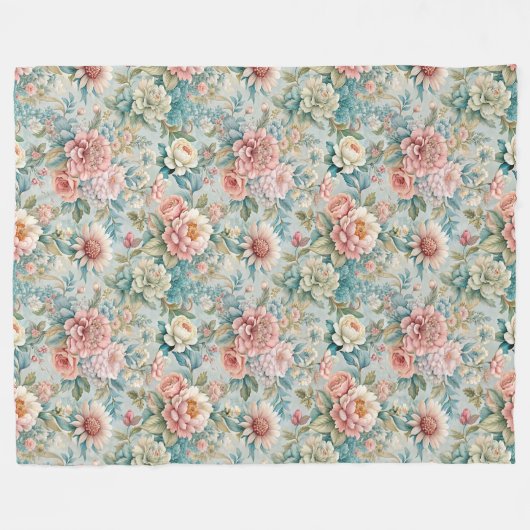 Retro rococo deken met sierlijke bloemen (Voorkant (Horizontaal))