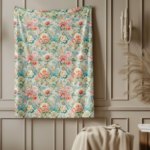Retro rococo deken met sierlijke bloemen
