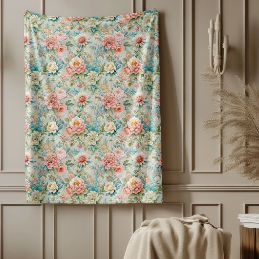Retro rococo deken met sierlijke bloemen
