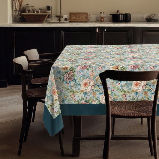 Retro Rococo tafelkleed met sierlijke bloemen