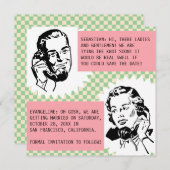 Retro roddelende koppels Save the Date-kaarten Kaart (Voorkant / Achterkant)