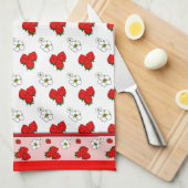 Retro rode aardbei patroon keukenhanddoek (Quarter Fold)