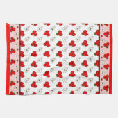 Retro rode aardbei patroon keukenhanddoek (Horizontaal)