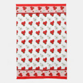 Retro rode aardbei patroon keukenhanddoek (Verticaal)
