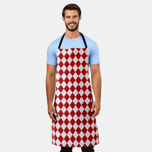 Retro rode argyle schort voor koks (Gedragen)