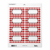 Retro rode argyleprintlabels etiket (Full Sheet)