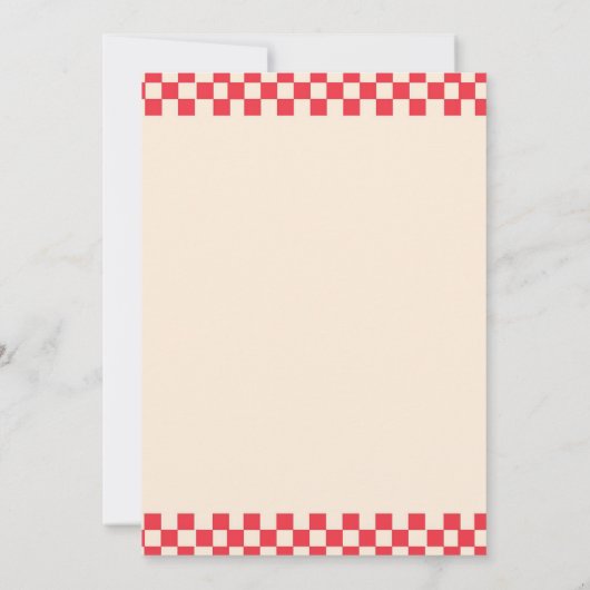 Retro rode auto 1950s Diner Party Kaart (Achterkant)