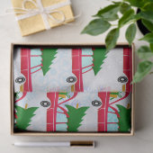 Retro rode auto met een kerstboom patroon tissuepapier (Geschenk)