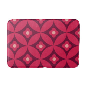 Retro rode bloemen op mid century cirkelpatroon  badmat