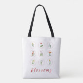 Retro Rode Bloesem Collage met Hibiscus Tote Bag (Achterkant)