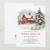 Retro Rode Boerderij Schuur Kerst Open Huis Kaart (Voorkant / Achterkant)