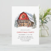 Retro Rode Boerderij Schuur Kerstfeest Kaart (Staand voorkant)