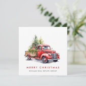 Retro  Rode Boerderij Truck Kerst Bedrijf Feestdagenkaart (Staand voorkant)