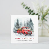 Retro  Rode Boerderij Truck Kerst Bedrijf Feestdagenkaart (Staand voorkant)