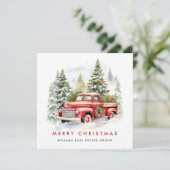 Retro  Rode Boerderij Truck Kerst Bedrijf Feestdagenkaart (Staand voorkant)