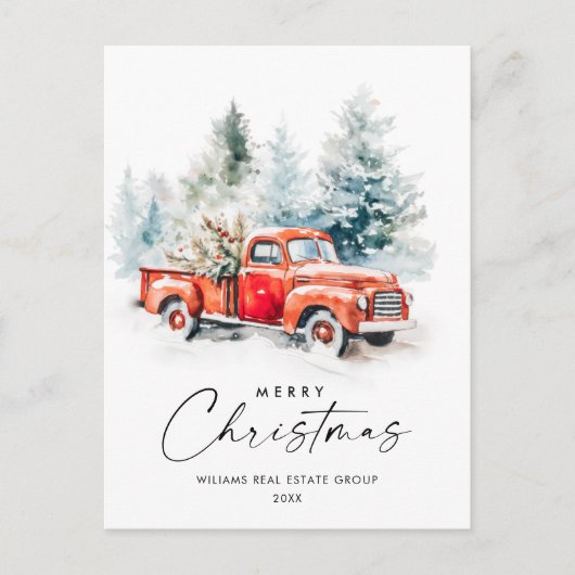 Retro Rode Boerderij Truck Kerstgroet Corporate Briefkaart (Voorkant)