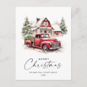 Retro Rode Boerderij Truck Kerstgroet Corporate Briefkaart (Voorkant)