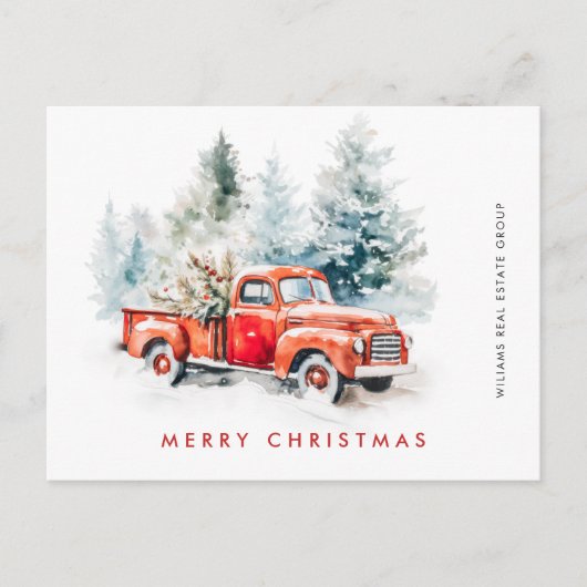Retro Rode Boerderij Truck Kerstgroet Corporate Briefkaart (Voorkant)